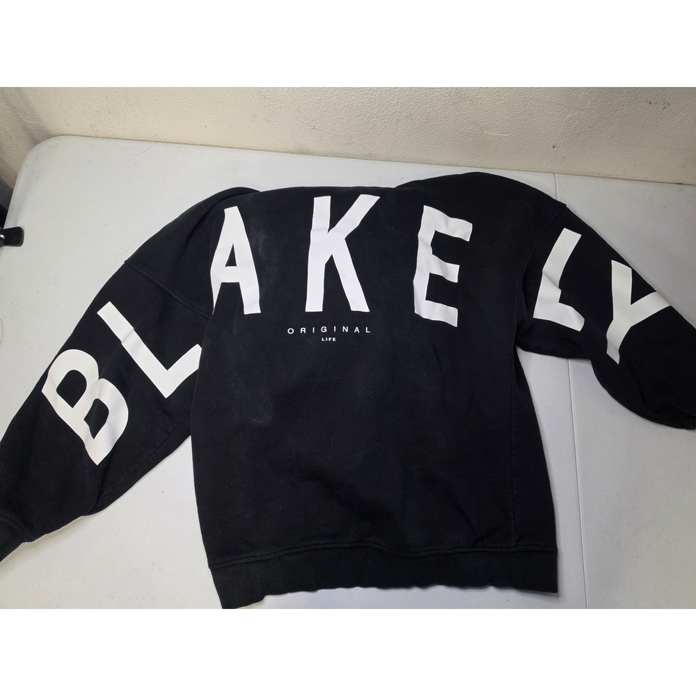 Blakely Original Life Oversized Hoodie Black Graphic Logo Pullover Large Womens